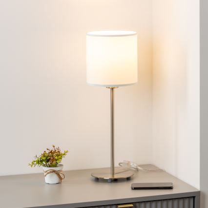 Eglo - LED Asztali lámpa TUNJA 1xE27/60W/230V 38,5 cm matt króm/fehér