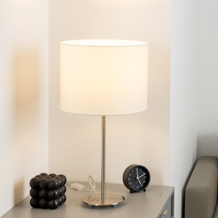 Eglo - LED Asztali lámpa TUNJA 1xE27/60W/230V 38,5 cm matt króm/fehér