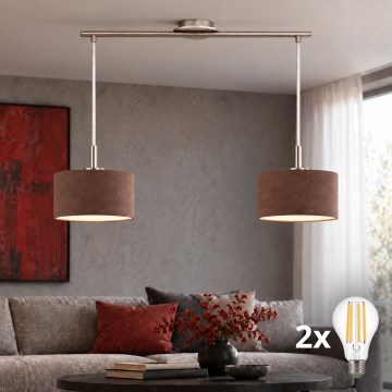 Eglo - LED csillár kábelen TUNJA 2xE27/60W/230V matt króm/barna