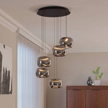Eglo - LED dimmelhető kábeles csillár 5xLED/5,8W/230V fekete/füstszínű