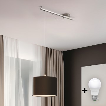 Eglo - LED Függeszték CALCENA 1xE27/60W/230V króm/barna kábellel