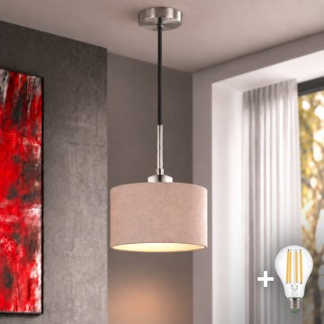 Eglo - LED függeszték kábelen TUNJA 1xE27/60W/230V átm. 20 cm bézs/fekete