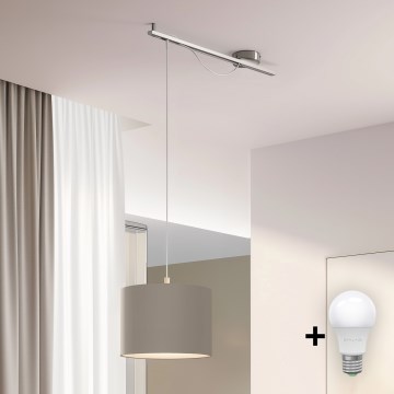 Eglo - LED Függeszték kábellel CALCENA 1xE27/60W/230V króm/taupe