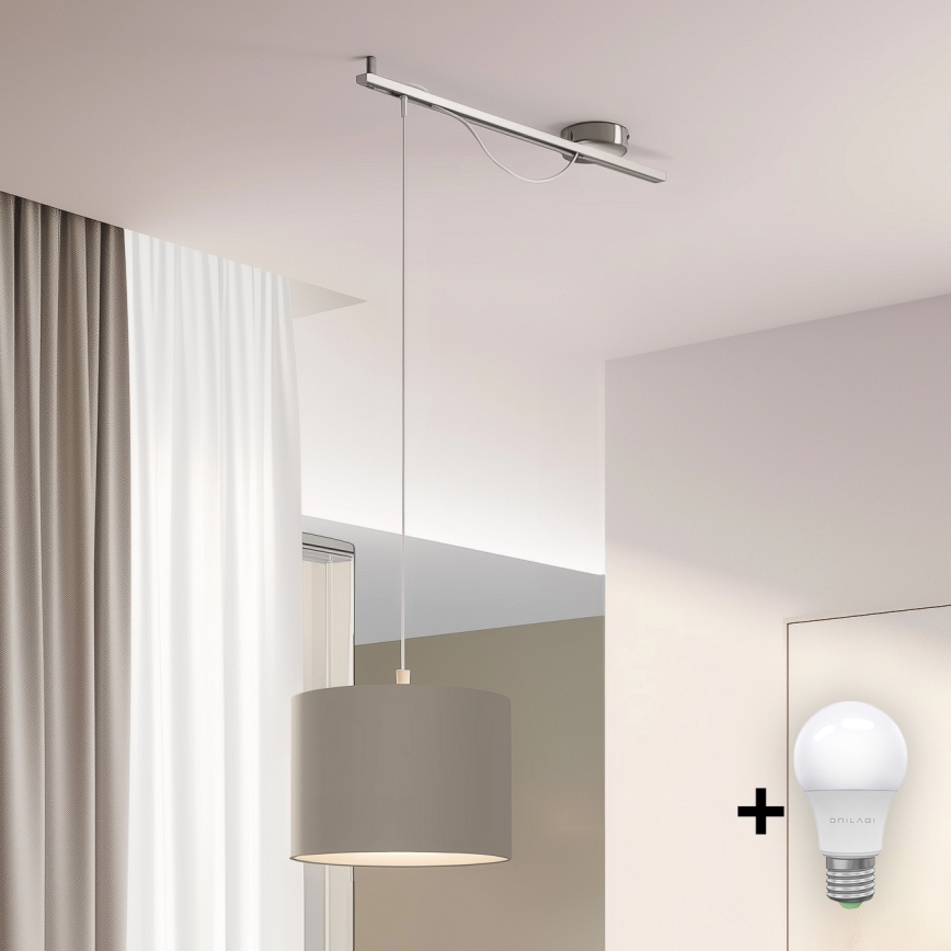 Eglo - LED Függeszték kábellel CALCENA 1xE27/60W/230V króm/taupe