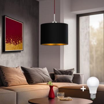 Eglo - LED Függeszték kábellel TUNJA 1xE27/60W/230V fekete