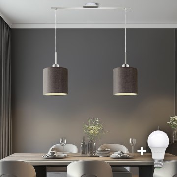 Eglo - LED Függeszték kábellel TUNJA 2xE27/60W/230V barna