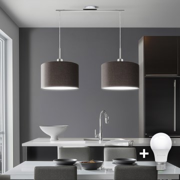 Eglo - LED Függeszték kábellel TUNJA 2xE27/60W/230V barna