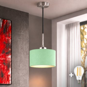 Eglo - LED függeszték zsinóron TUNJA 1xE27/60W/230V Ø 20 cm zöld/fekete
