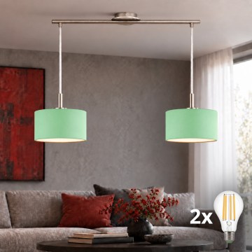Eglo - LED kábeles csillár TUNJA 2xE27/60W/230V matt króm/zöld
