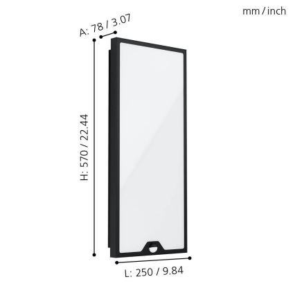 Eglo - LED kültéri mennyezeti lámpatest érzékelővel CASAZZA LED/18,5W/230V IP44
