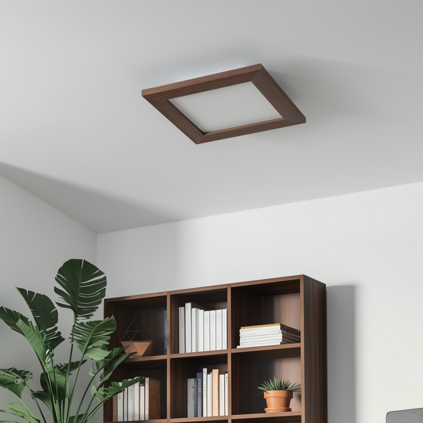 Eglo - LED Felületre szerelhető panel SALOBRENA-RW WOOD LED/17W/230V 2700/4000K 34x34 cm sötétbarna