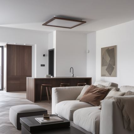 Eglo - LED RGB dimmelhető mennyezeti panel SALOBRENA-C WOOD LED/30,5W/230V 2700-6500K 64x64 cm sötétbarna + távirányító