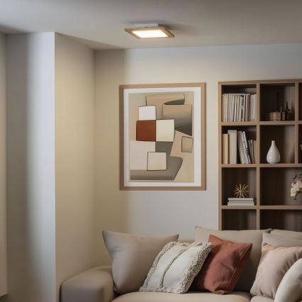 Eglo - LED RGBW dimmelhető felületre szerelhető panel SALOBRENA-C WOOD LED/16W/230V 2700-6500K 34x34 cm barna + távirányító