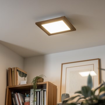 Eglo - LED RGBW dimmelhető mennyezeti panel SALOBRENA-C WOOD LED/16W/230V 2700-6500K 34x34 cm barna + távirányító