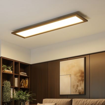 Eglo - LED RGBW Dimmerelhető panel SALOBRENA-C WOOD LED/31W/230V 2700-6500K 34x124 cm sötétbarna + távirányító