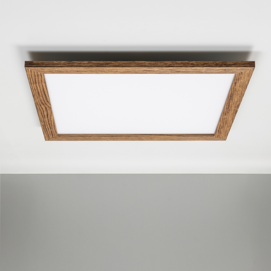 Eglo - LED RGBW dimmelhető SALOBRENA-C WOOD mennyezeti panel LED/30,5W/230V 2700-6500K 64x64 cm barna + távirányító