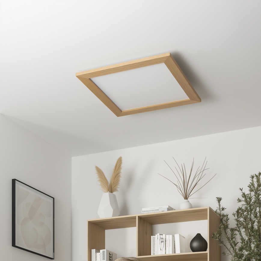 Eglo - LED RGB dimmelhető felületre szerelt panel SALOBRENA-C WOOD LED/40W/230V 2700-6500K 49,5x49,5 cm barna + távirányítóval