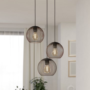 Eglo - Zsinóros csillár 3xE27/60W/230V, fekete