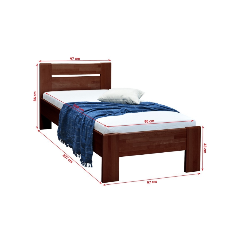 Egyszemélyes ágy AMBER 90x200 cm, sötét dió