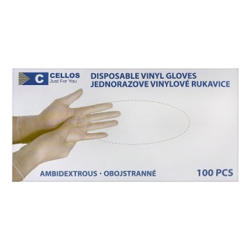 Egyszerhasználatos vinyl kesztyű - 100 db L méret, fehér