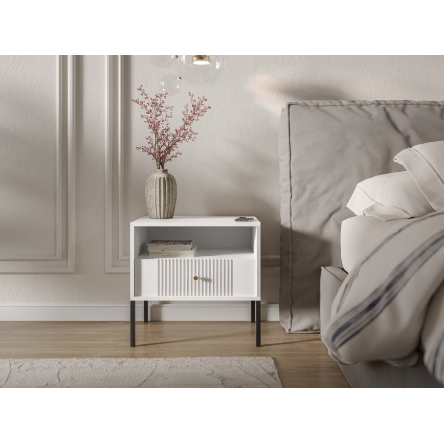 Éjjeli szekrény LUE fehér/fekete