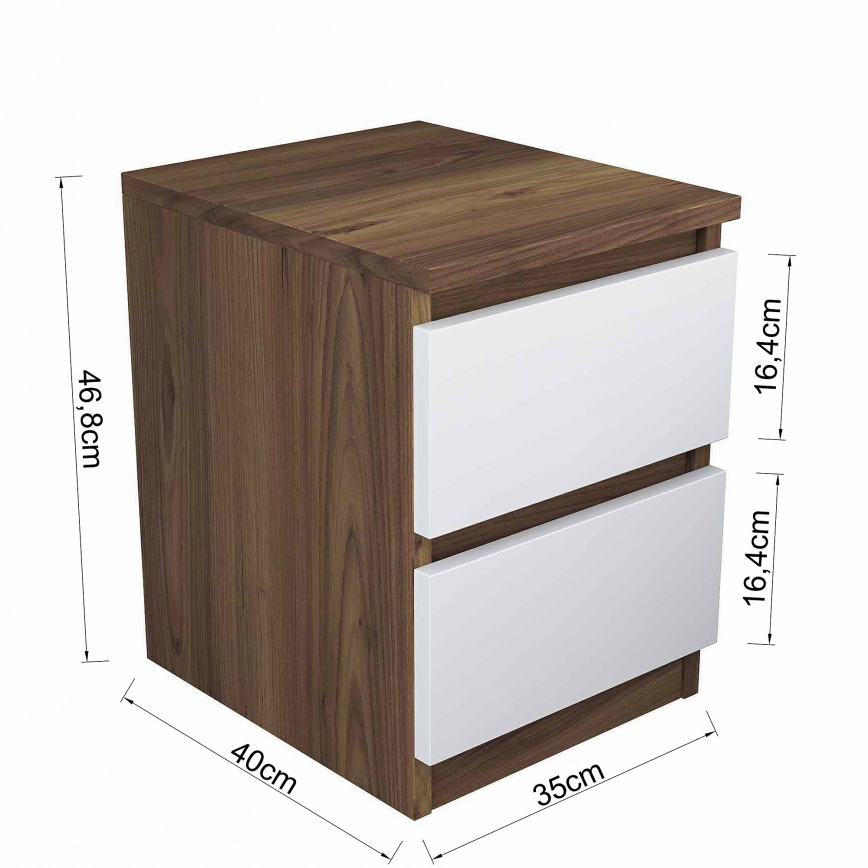 Éjjeli szekrényke WALNUT 46,8x35 cm barna/fehér