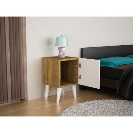 Éjjeli szekrényke BELLINI 55x35 cm fehér/barna