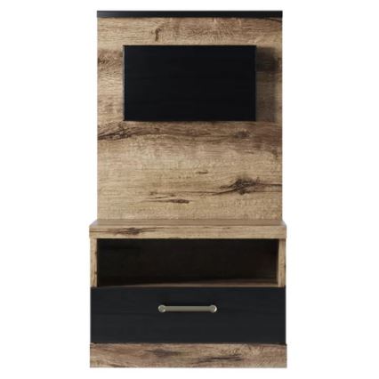 Éjjeli szekrény LED háttérvilágítással LANDU 92,5x50 cm kolostori tölgy/fekete