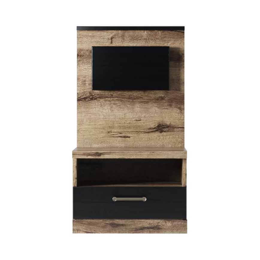 Éjjeli szekrény LED háttérvilágítással LANDU 92,5x50 cm kolostori tölgy/fekete