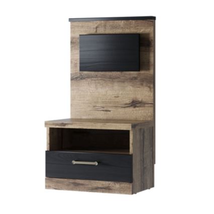 Éjjeli szekrény LED háttérvilágítással LANDU 92,5x50 cm kolostori tölgy/fekete