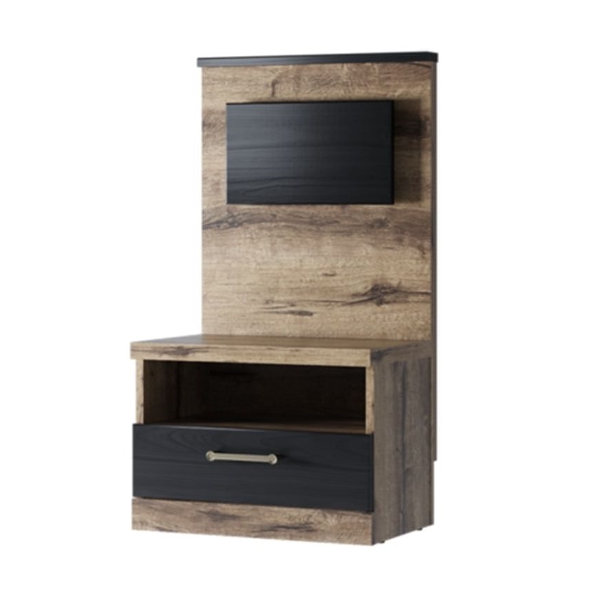 Éjjeli szekrény LED háttérvilágítással LANDU 92,5x50 cm kolostori tölgy/fekete