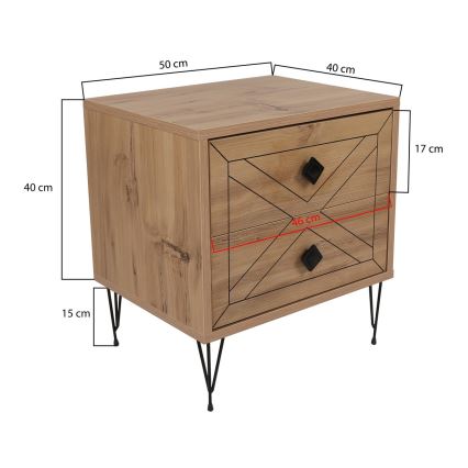 Éjjeli szekrényke LUNA 55x50 cm barna/fekete