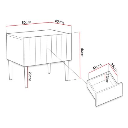 Éjjeliszekrény ARCOS 46x50 cm fehér/arany