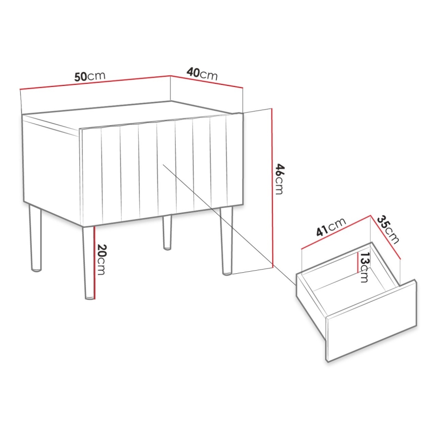 Éjjeliszekrény ARCOS 46x50 cm fehér/arany
