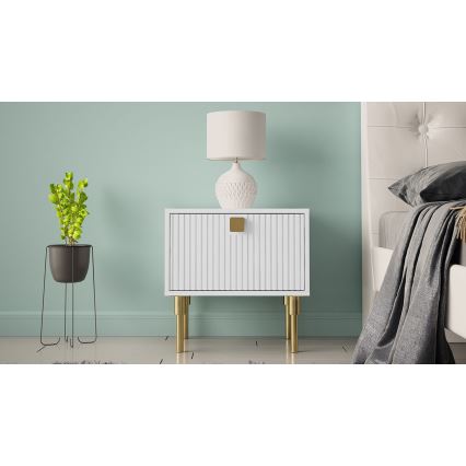 Éjjeliszekrény DORSET 50x50 cm fehér/arany
