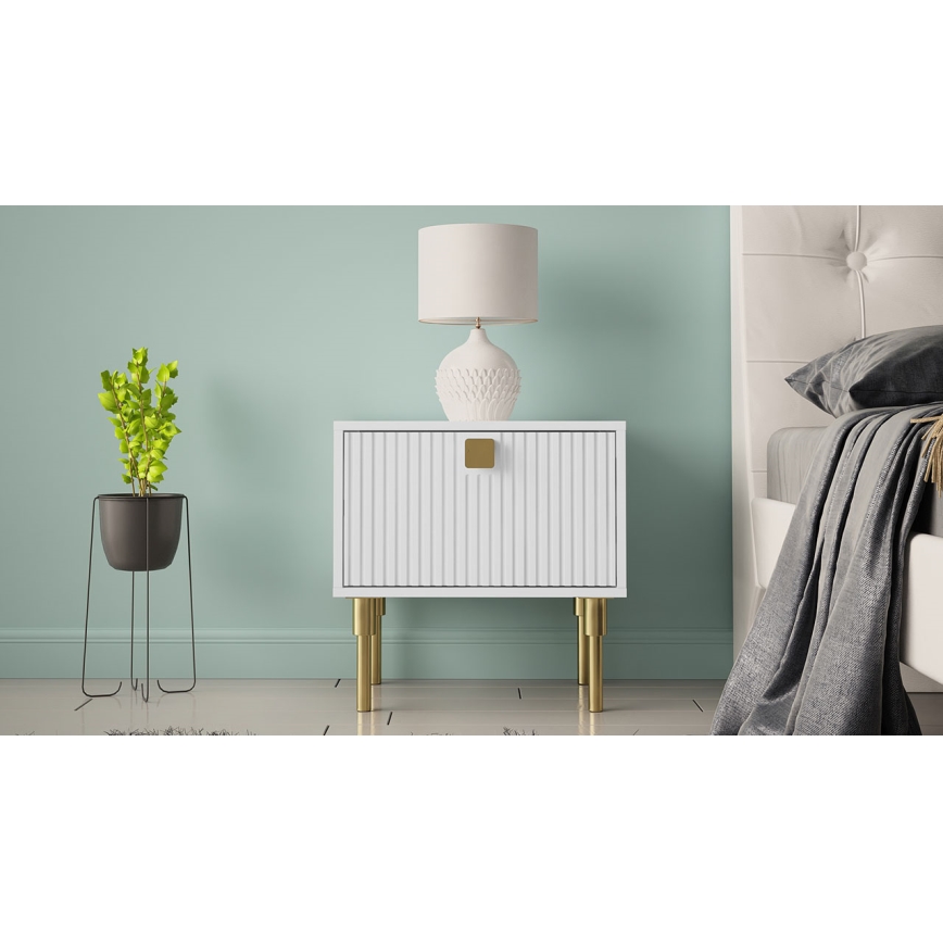 Éjjeliszekrény DORSET 50x50 cm fehér/arany