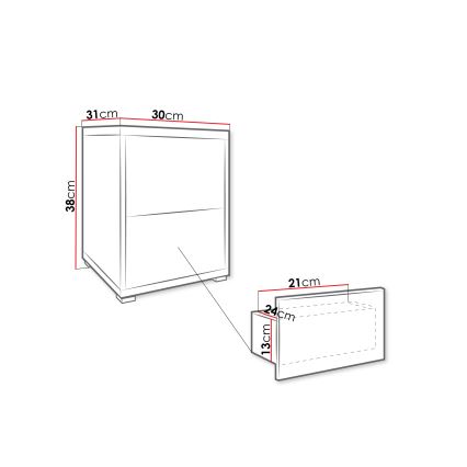 Éjjeliszekrény GESITA 38x30 cm kasmír