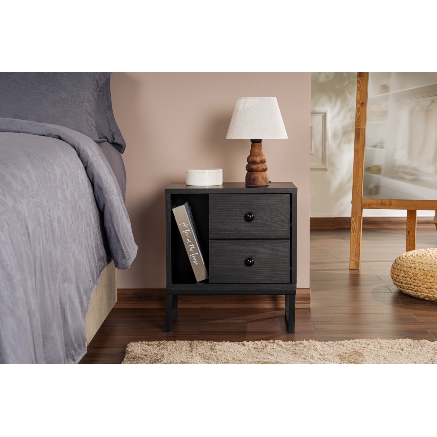 Éjjeliszekrény GLIMMER 50x45,2 cm fekete