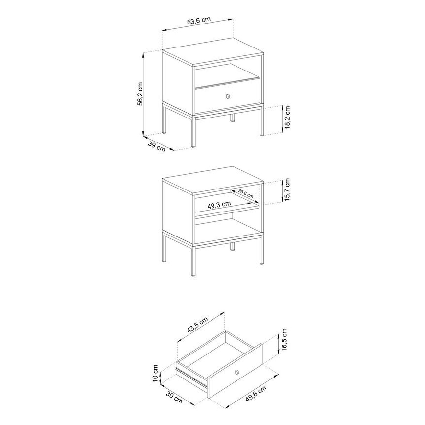 Éjjeliszekrény MONO 56x54 cm kék
