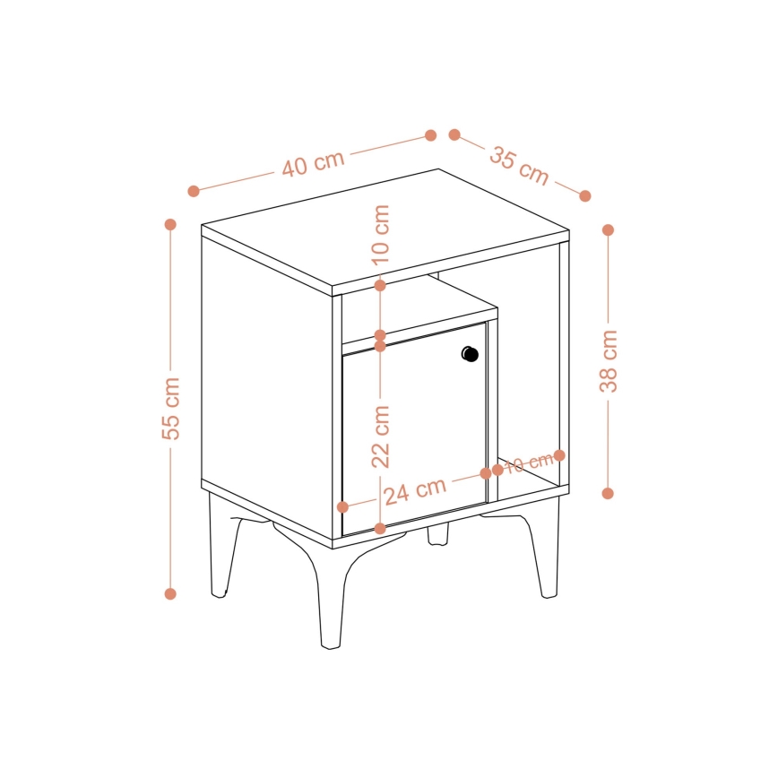 Éjjeliszekrény NUNO 55x40 cm zafír tölgy