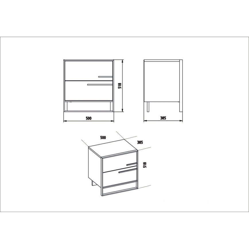 Éjjeliszekrény POLKA 51,8x50 cm arany/fehér