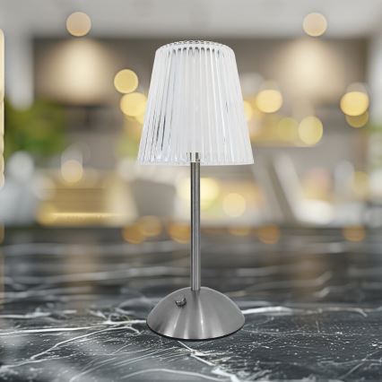 LED érintős, tölthető asztali lámpa ELBA LED/1,6W/800 mAh matt króm/tiszta