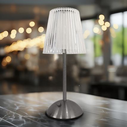 LED érintős, tölthető asztali lámpa ELBA LED/1,6W/800 mAh matt króm/tiszta