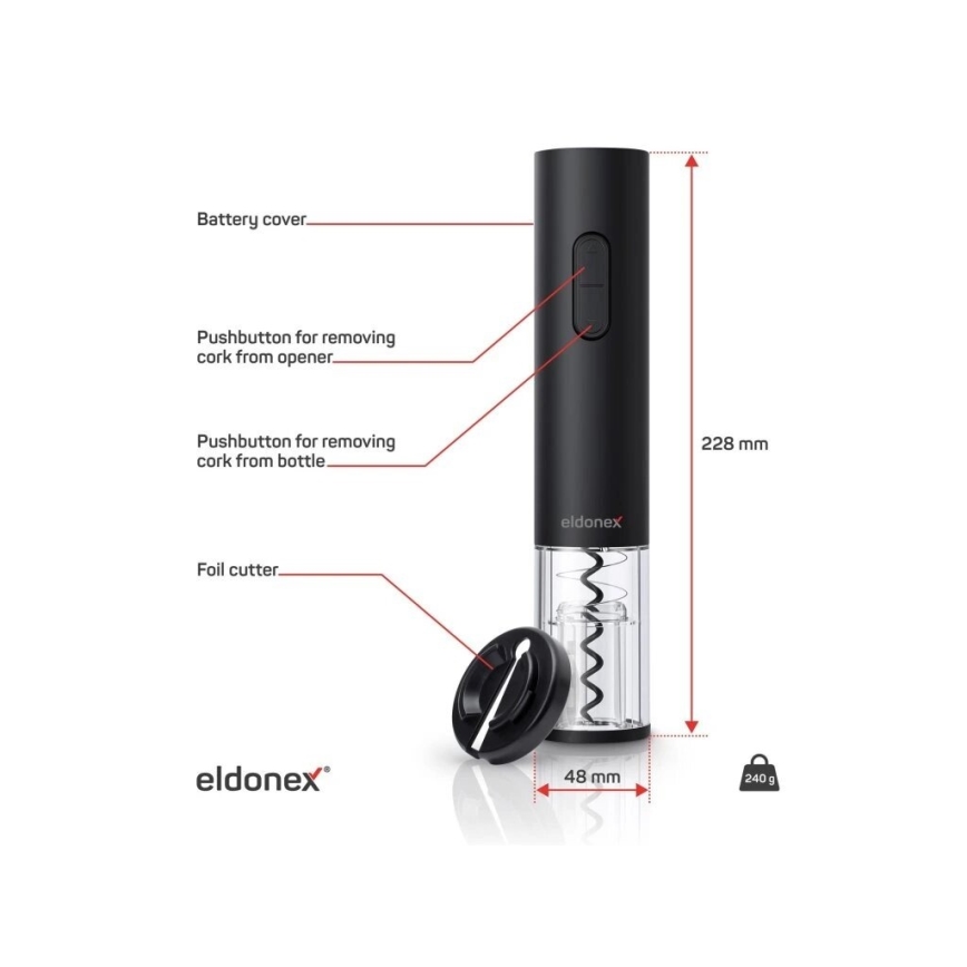 ELDONEX EWO-2100-BK - Elektromos bornyitó 4xAA fekete