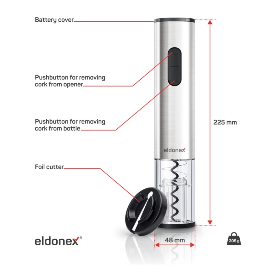 ELDONEX EWO-2200-SL - Elektromos bornyitó 4xAA matt króm