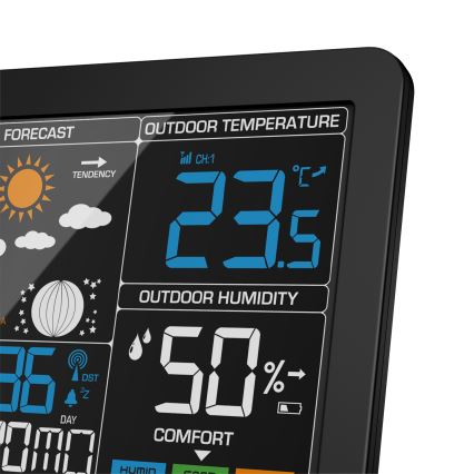 ELDONEX EWS-1010-BK - Meteorológiai állomás LCD kijelzővel 2xAAA fekete