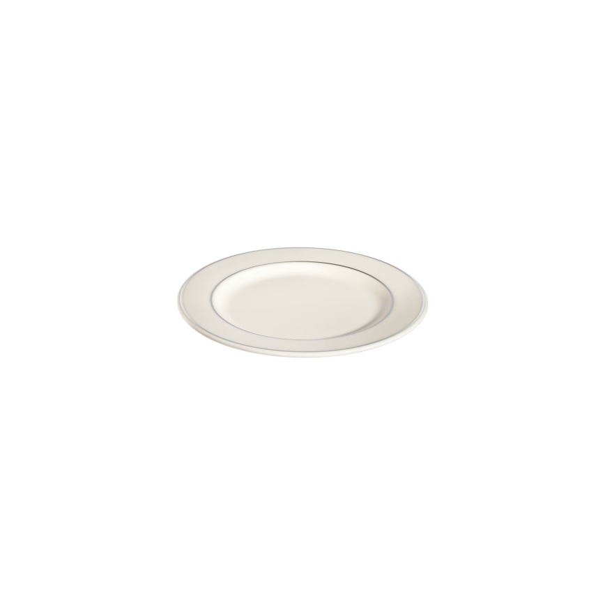 Elegáns 24 részes étkészlet — fehér porcelán ezüst díszítéssel
