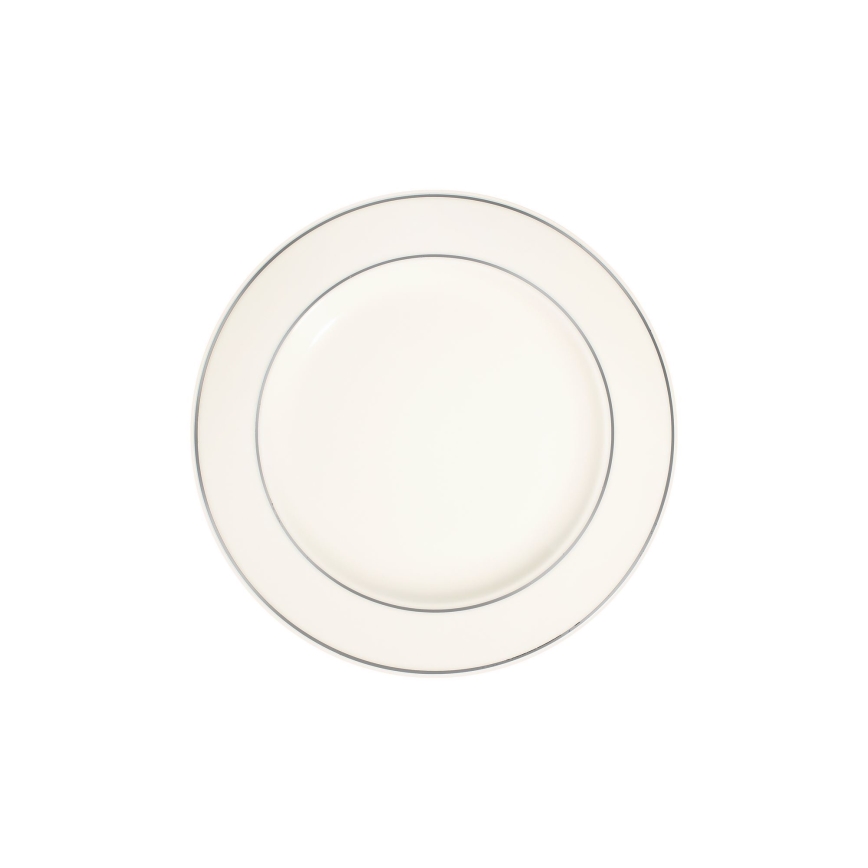 Elegáns 24 részes étkészlet — fehér porcelán ezüst díszítéssel