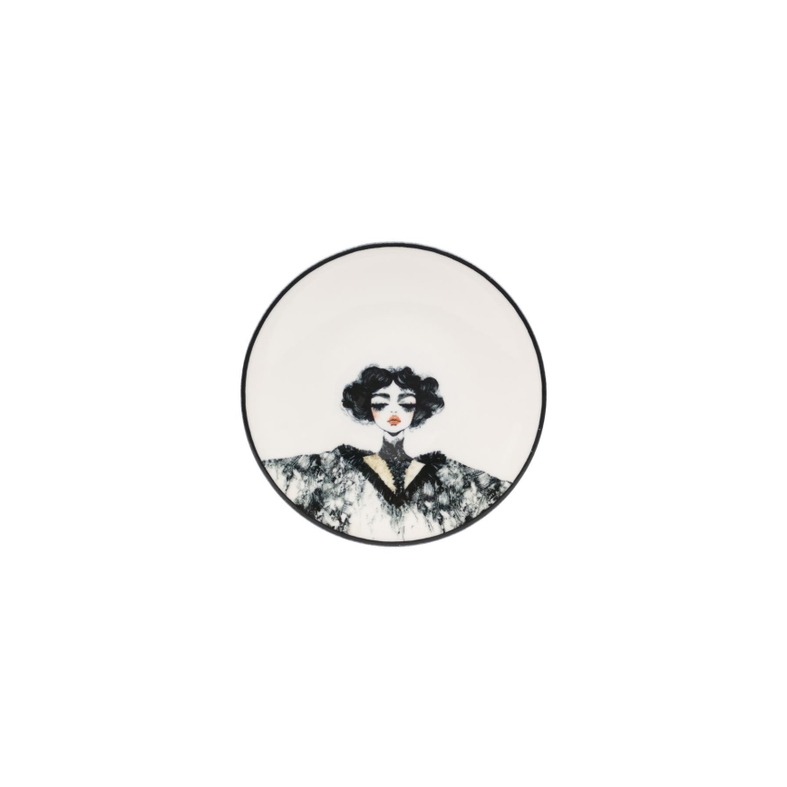 Elegáns 4 részes fekete-fehér porcelán étkészlet