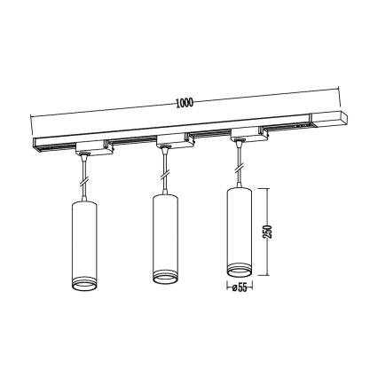 Elegáns kábeles függeszték a PIPE sínrendszerhez 3xGU10/10W/230V fehér